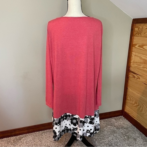 Rosegal Coral Pink Black & White Floral Button Dress Plus Size 4X 22 - Picture 4 of 9